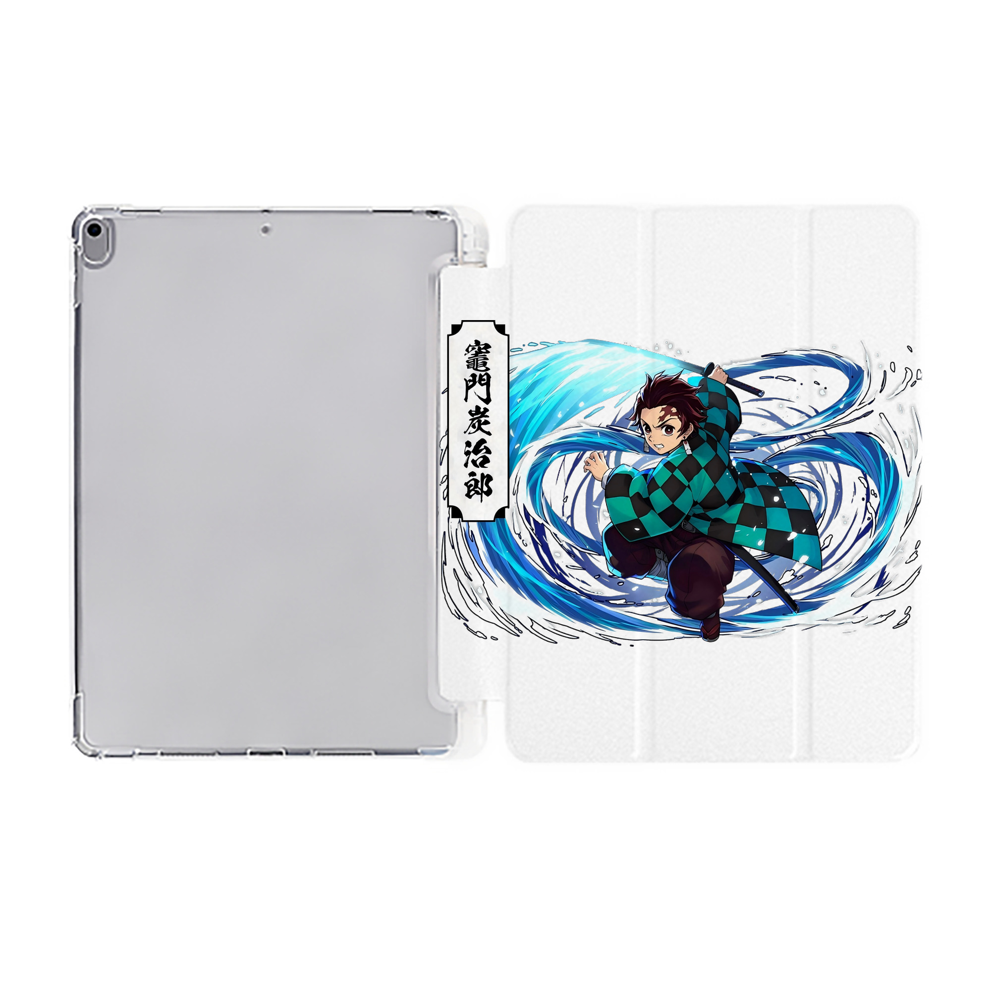 （画像用） 鬼滅の刃 竈門 炭治郎／かまど たんじろう Kamado Tanjirou IPad ケース ペン収納付き 三つ折りスタンド PUレザー×シリコン 対応機種9.5/10.5/10.9インチ